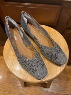 J Renee glittered Sparkly Silver Low Heel Pumps-size 10.5 NEW!